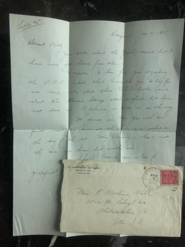 1915 Santiago Cuba Vintage cover to Philadelphia Pa USA Letter Enclosed