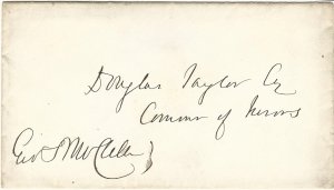 Civil War General George B. McClellan (Union Army) Signature on Cover