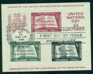 UNITED NATIONS #38 Souvenir Sheet, used with First Day Cancel, Scott $40.00