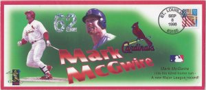 US 1998 BASEBALL MARK McGUIRE OF THE CARDINALS OFFICIAL COVER ST LOUIS MO