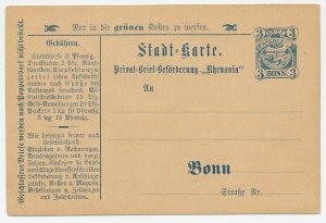 Local mail stationery Bonn ( 1896 ) Lion - Rhenania - Rhineland