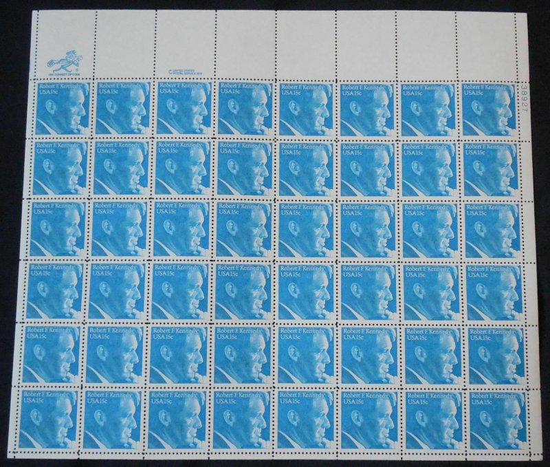 MALACK 1770 15c Robert Kennedy, VF OG NH, Full Sheet..MORE.. sheet1770