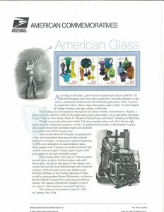 USPS COMMEMORATIVE PANEL #576 AMERICAN GLASS #3325-3328