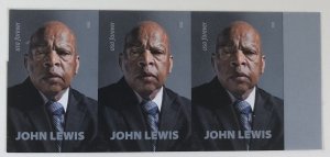 U.S. John Lewis Imperf. strip of 3 Scott #5801