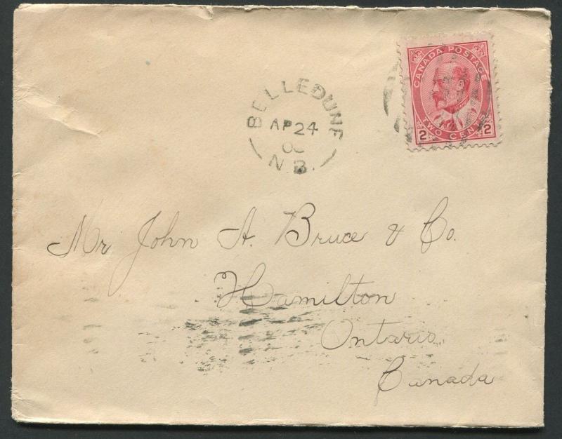 NEW BRUNSWICK SPLIT RING TOWN CANCEL COVER BELLEDUNE