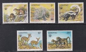 Lesotho # 228-232, WWF - Baboons & Other Animals, NH, 1/2 Cat,