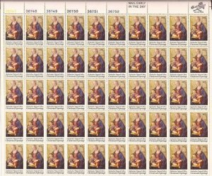 US Stamp 1975 (10c) Christmas Madonna and Child 50 Stamp Sheet #1579