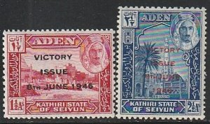 1946 Aden (Kathiri) - Sc 12-13 - MH VF - 2 single - Victory