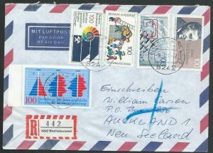 GERMANY 1990 Registered airmail cover to New Zealand.......................11248