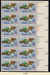 1979 Olympic Games 31c MNH Sc C97 plate block of 12 Airmail - Typical