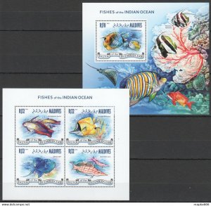 2013 Maldives Marine Life Fishes Of The Indian Ocean Kb+Bl ** Ml628