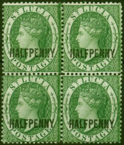 St Lucia 1882 1/2d Green SG25 Fine & Fresh MM Block of 4