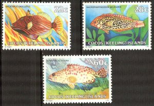 Cocos Islands Australia 1980 Marine Life Fishes set of 3 MNH