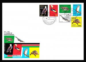 SOUTH SUDAN 2024 FDC SET 6V FROGS TURTLE TURTLES OWL OWLS CRANE EAGLE CROCO-