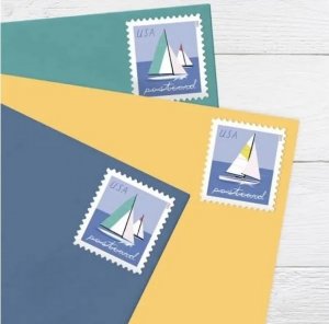 Sailboats Postcard  forever stamps  5 Sheets of 20， 100 pcs