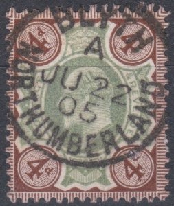 GB 1902 Sg235 4d Green & Grey Brown Fine Cds Used cv £35