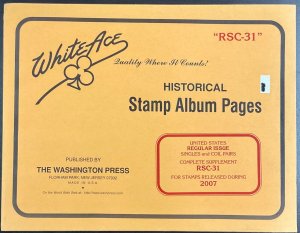 White Ace Historical Stamp Album Pages US Regular Single & Coil  RSC-31 2007 NEW