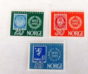 Norway #337-339 Mint/OG/LHR/F, Centenary Norway 1st Postage stamp, 1955