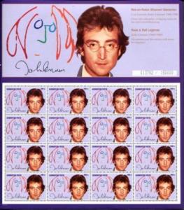 Azerbaijan 1995 - John Lennon Music - Sheet of 16 Stamps - Scott #546 - MNH