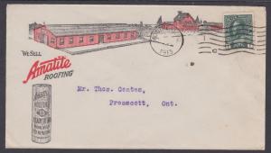 Canada Sc 104c on 1915 Bi-color Advertising Cover, Amatite Roofing