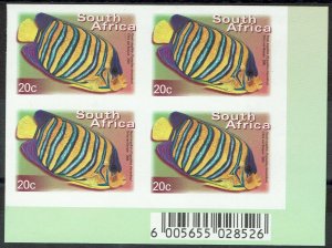 SOUTH AFRICA 2000 FISH 20C ERROR IMPERF BLOCK MNH **