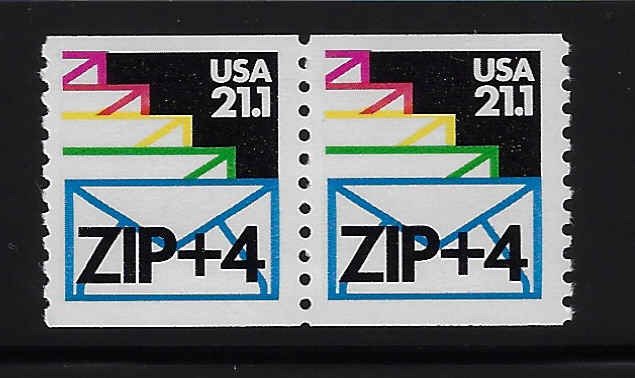 U.S.  #2150a Pair MNH; 21.1c Envelopes Zip+4(1985)