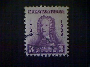 United States, Scott #726, used (o), 1933, Oglethorpe, 3¢, purple