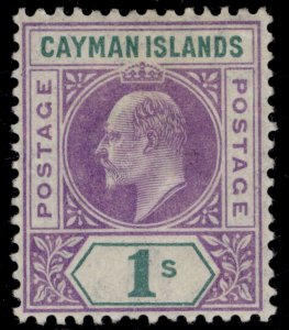 CAYMAN ISLANDS EDVII SG15, 1s violet & green, LH MINT. Cat £60.