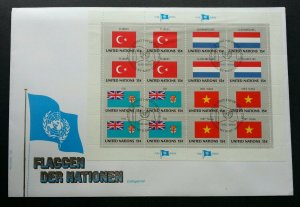 United Nations Turkey Luxembourg Fiji Vietnam Flag 1980 (sheetlet FDC)