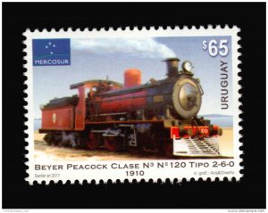 2017 URUGUAY BEYER PEACOCK RAILWAY TRAIN RAILROAD LOCOMOTIVE MNH STAMP AND SA...