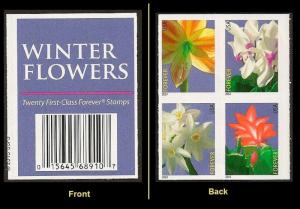 US 4865a Winter Flowers forever label block (4 stamps) MNH 2014