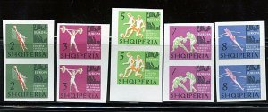 Albania #686-690 (AL663) Comp Pairs 1963 Imperf Sports Issue, MNH, FVF, CV$70.00