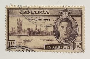 Jamaica  1946  Scott 136 used - 1.1/2p,  End of the World War II, King George VI