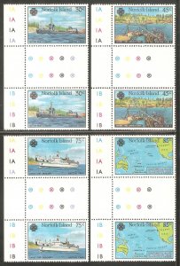 NORFOLK ISLAND Sc# 319 - 322 var MNH FVF Set-4x Gutter Pr Map Ship Boat