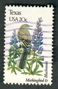 1995A Texas Birds and Flowers used single - bullseye perf 11.25 x 11