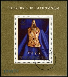 Romania 2434, CTO. Michel 3146 Bl.107. Roman gold treasure of Pietroasa, 1975.