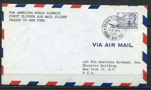 Czechoslovakia 1946 Cover Pan American World Airways 1st Clipper Air Mail 3438