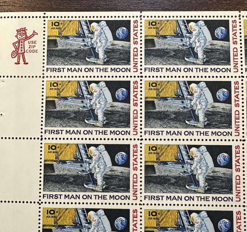 1969 US Air Mail (Scott #C76 Sheet) EFO - Color Shift w/Progressive Moon Dimple