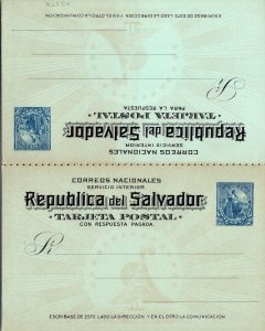 SCHALLSTAMPS EL SALVADOR UNADDR PICT STATIONERY POSTCARD AND REPLY POSTCARD