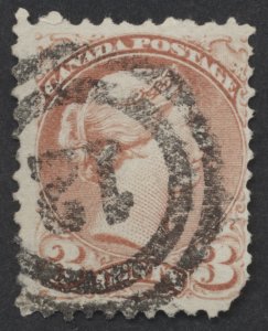 Canada  2-Ring Numeral '12' Cancel St Catharines on #37 3c Small Queen Faults