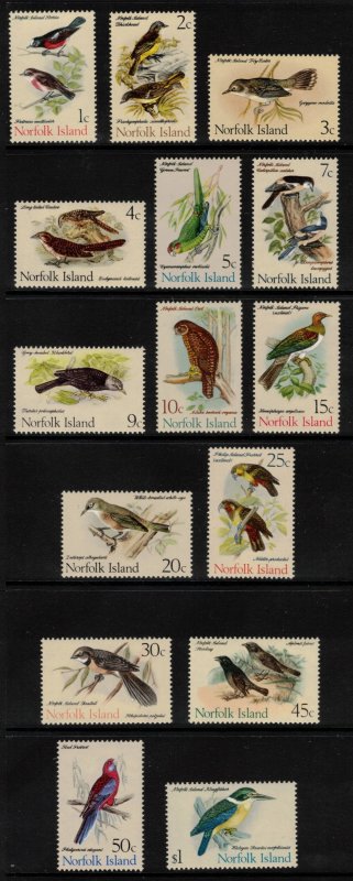 NORFOLK ISLAND 1970-71 Birds; Scott 126-40; MNH
