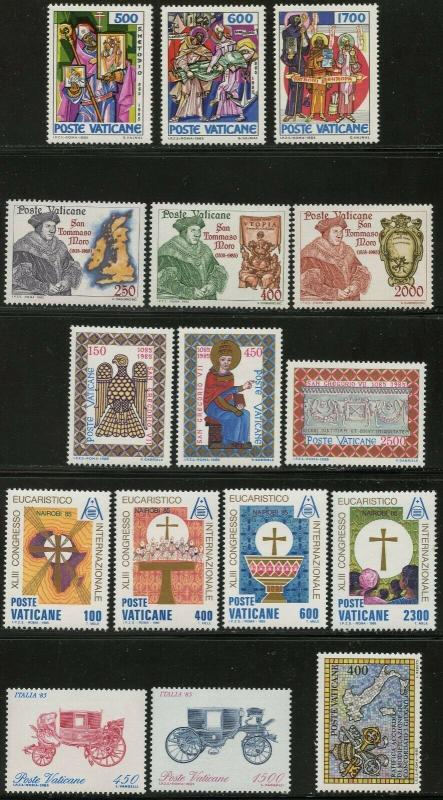 VATICAN Sc#752-767, 767a Six Sets & S/S 1985 Year Complete Mint OG NH