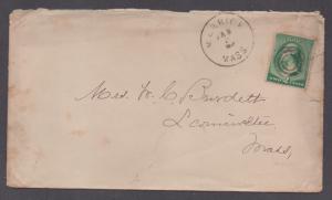 **US 19th Century Cover, SC# 213, Merrick, MA, Jan1888 CDS, DPO5