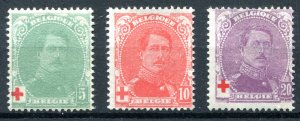 Belgium 1914. Red Cross stamps x 3. Mint. LH. SG154-156.