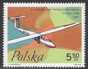 POLAND 1968 5.50z Glider Aircraft Issue Sc 1590 MNH