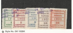 Guatemala, Postage Stamp, #O1-O5 Used, 1902 Official