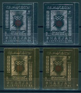 SHARJAH, OLYMPIC GAMES 1972, GOLD AND SILVER STAMPS EACH PERF. and IMPERF., MNH