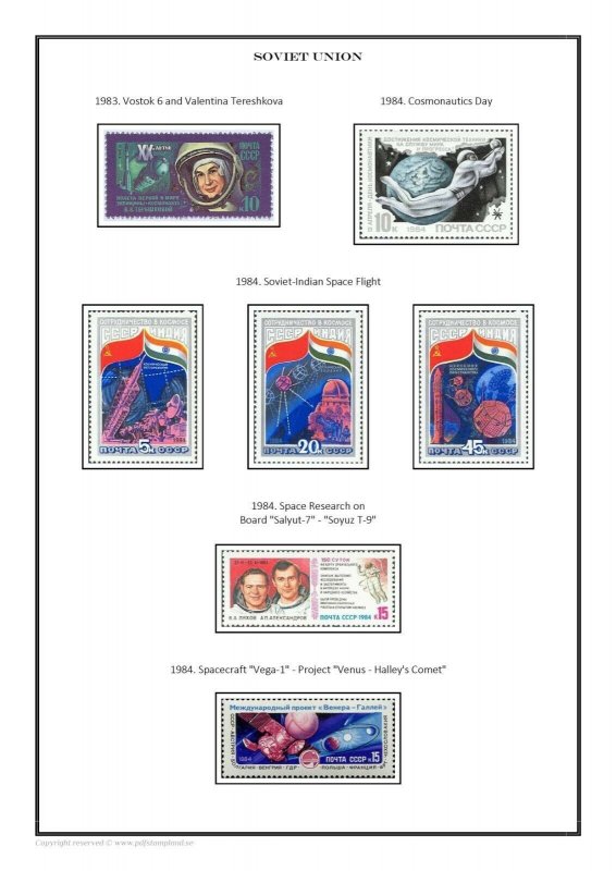 USSR Soviet Union Space Theme stamps 1951-1991 PDF (DIGITAL)  STAMP ALBUM PAGES 