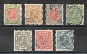 Iceland - Sc# 99 - 104 + 107 Used / wmk Crosses       -        Lot 0324028