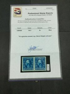 MOMEN: US STAMPS #396 COIL PAIR MINT OG NH PSE GRADED CERT XF-90 LOT #88194